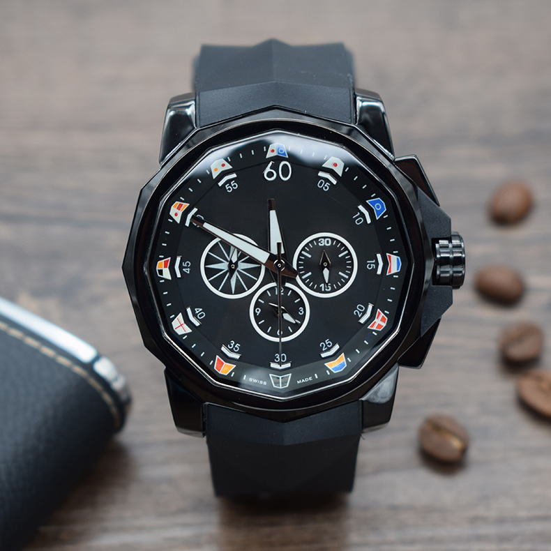 orologio di luss Twelve side shape Men's watch Quartzite multifunction timing Steel shell rubber belt Sports style ADMIRAL'S CUP Wrist Watch, Black
orologio di luss Twelve side shape Men's watch Quartzite multifunction timing Steel shell rubber belt Sports style ADMIRAL'S CUP Wrist Watch, Black