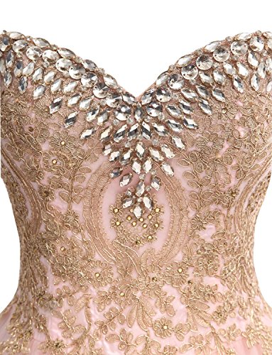 Pink Sweetheart Sweet 16 Ball Gown Quinceanera Dresses Beaded Formal Party Gown