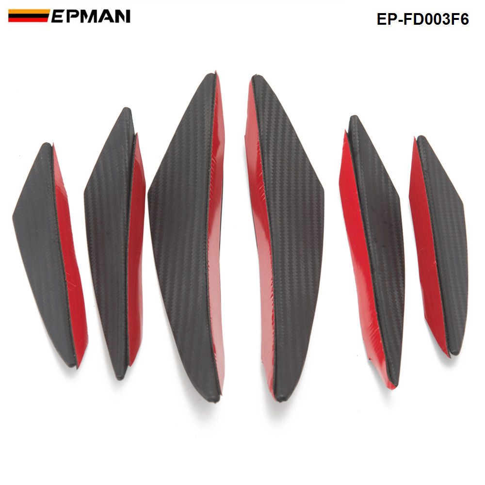 EPMAN 6pcs/lot Car Carbon Fiber Front Bumper Splitter Fins Body Spoiler Canards Valance Chin EP-FD003F6
EPMAN 6pcs/lot Car Carbon Fiber Front Bumper Splitter Fins Body Spoiler Canards Valance Chin EP-FD003F6