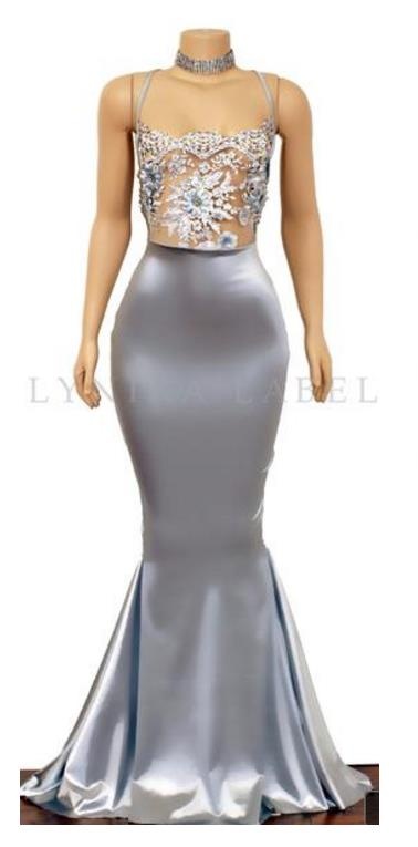 Spaghetti Straps Mermaid Prom Gown Long Evening Robe De Soiree Lace Soft Satin Criss-cross Open Back Party Prom Dresses Longo Vestido