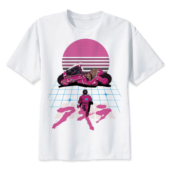 

Wholesale-Akira Synthwave T Shirt anime t-shirt Summer fashion tshirt casual white print for male comfortable men top tees MR2300, 01