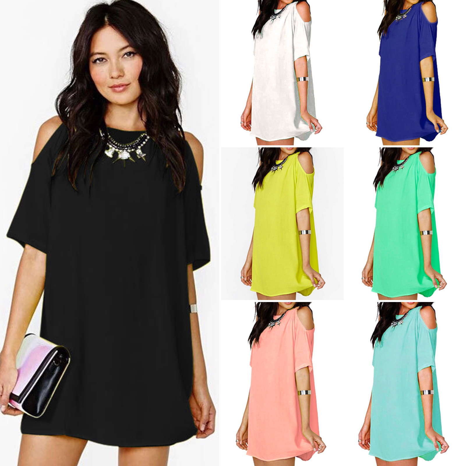Women Chiffon Dress O Neck Off the Shoulder Casual Plus Size S- Summer Short Sleeve Europen American Fashion Clothes, Black
Women Chiffon Dress O Neck Off the Shoulder Casual Plus Size S- Summer Short Sleeve Europen American Fashion Clothes, Black