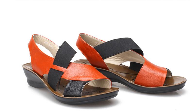 new Summer Fashion Sandals Genuine Leather Comfortable Slipper Flops Shoes Open Toe Women Cowhide Wedges Women's Sandals 34-40