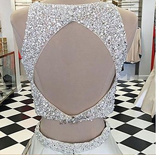 Elegant Pink 2 Piece Prom Dresses 2020 Crystals Organza Open Back Long Evening Gowns Party Celebrity Gowns QC1101