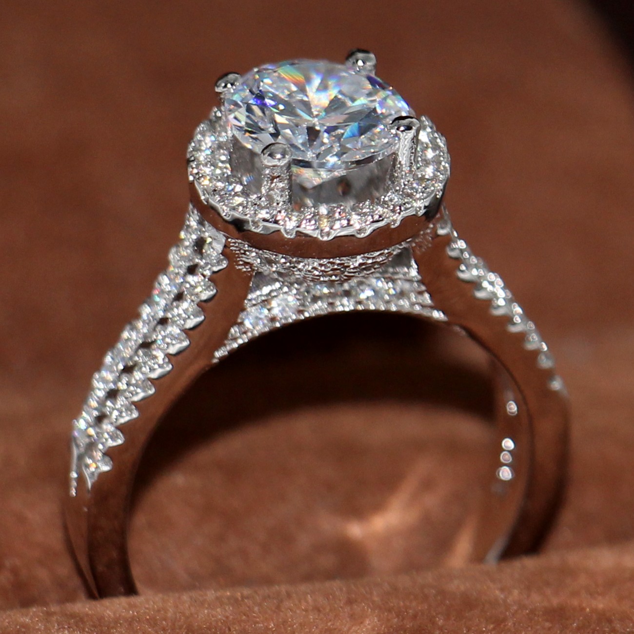 Fashion jewelry Engagement Women's 925 sterling Silver filled Round cut white Topaz Diamonique Wedding Ring for christmas gift Size 5-9