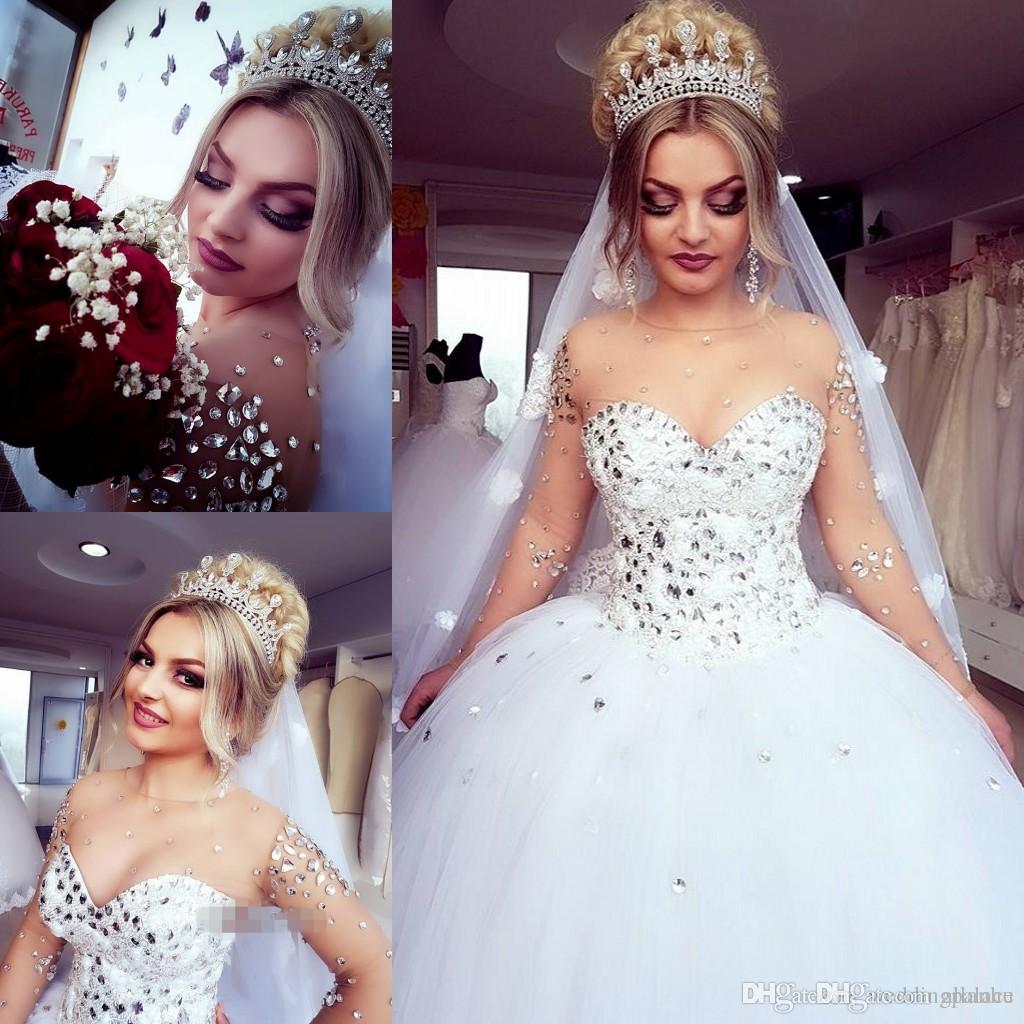 Luxury Beaded Rhinestone Crystals Ball Gown Wedding Dresses Sheer Neck Illusion Sleeves Wedding Gowns Tiered Tulle Wedding Dress Bridal Gown, Pink
Luxury Beaded Rhinestone Crystals Ball Gown Wedding Dresses Sheer Neck Illusion Sleeves Wedding Gowns Tiered Tulle Wedding Dress Bridal Gown, Pink