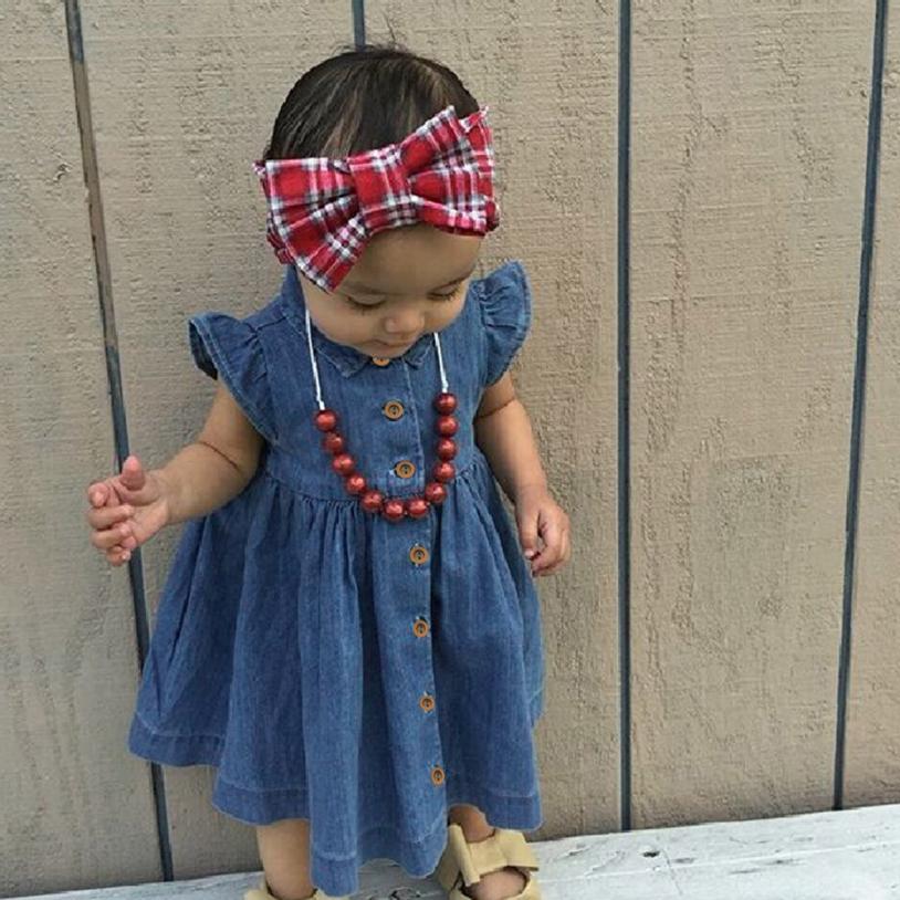 Denim dresses for Baby Girls Dress Sleeveless summer Solid fashion Princess dress toddler kids Outfits Clothes European Style
