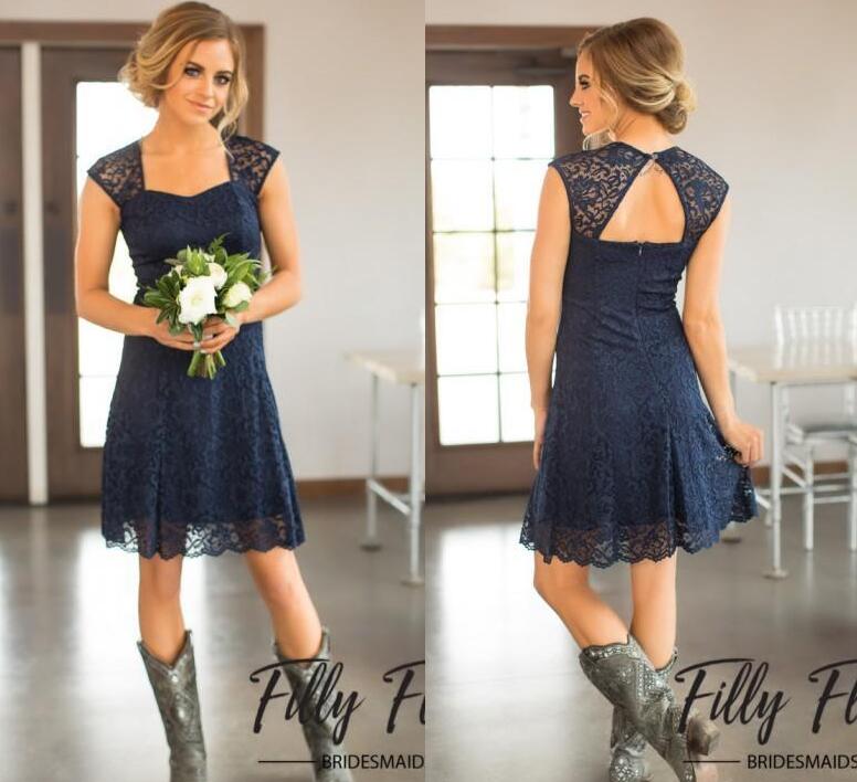 Custom Made Navy Blue Full Lace Short Bridesmaid Dresses Knee Length Square Neck Sexy Hollow Back Garden Maid of Honor Gown BM0179
Custom Made Navy Blue Full Lace Short Bridesmaid Dresses Knee Length Square Neck Sexy Hollow Back Garden Maid of Honor Gown BM0179