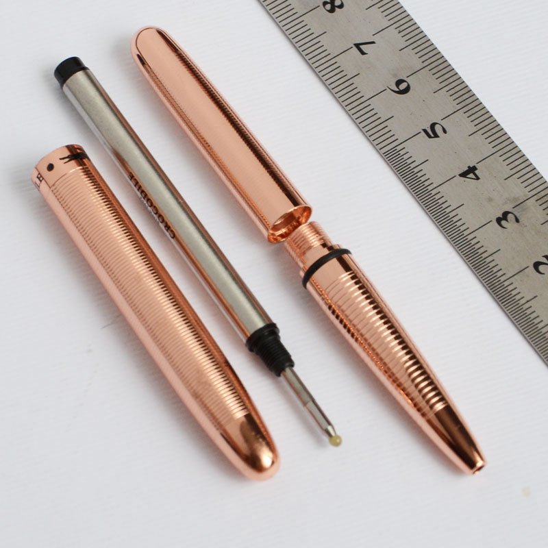 MINI CROCODILE ROLLER BALL PEN PEN COPPER RINGS+ POUCH NEAT CONVIENCE 9CM