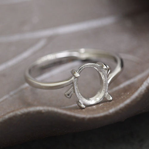 925 Sterling Silver Engagement Wedding Ring for Women 7x9 6x8 8x10 9x11 10x12 11x13mm Oval Cabochon Semi Mount Ring Setting