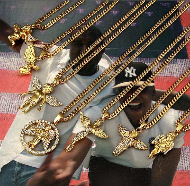 6 styles necklaces Men's Hiphop Jewelry Micro Angel Piece Necklace Charm Color Gold Chain Hip Hop Bling Jewelry Rappers Collier Female Gifts
6 styles necklaces Men's Hiphop Jewelry Micro Angel Piece Necklace Charm Color Gold Chain Hip Hop Bling Jewelry Rappers Collier Female Gifts
