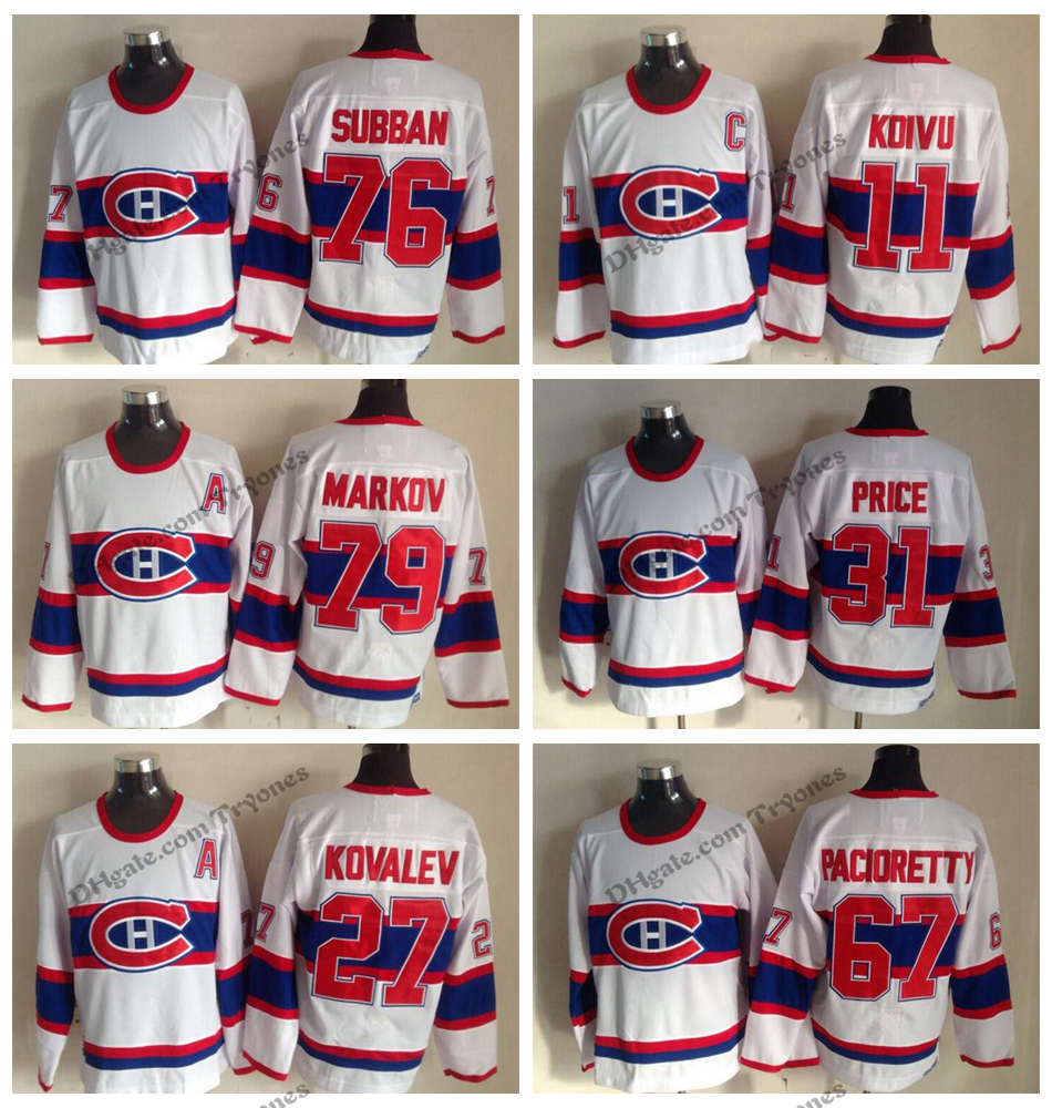 1946 Vintage Montreal Canadiens 11 SAKU KOIVU 27 ALEX KOVALEV 79 Andrei Markov 67 Pacioretty 31 Carey Price 76 Subban Stitched Hockey Jersey, White 31
1946 Vintage Montreal Canadiens 11 SAKU KOIVU 27 ALEX KOVALEV 79 Andrei Markov 67 Pacioretty 31 Carey Price 76 Subban Stitched Hockey Jersey, White 31