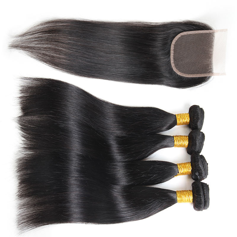 Brazilian Virgin Hair Straight 4 Bundles with Frontal Body Water Deep Wave Human Virgin Hair with Closure Kinky Curly Human Hair Extensions