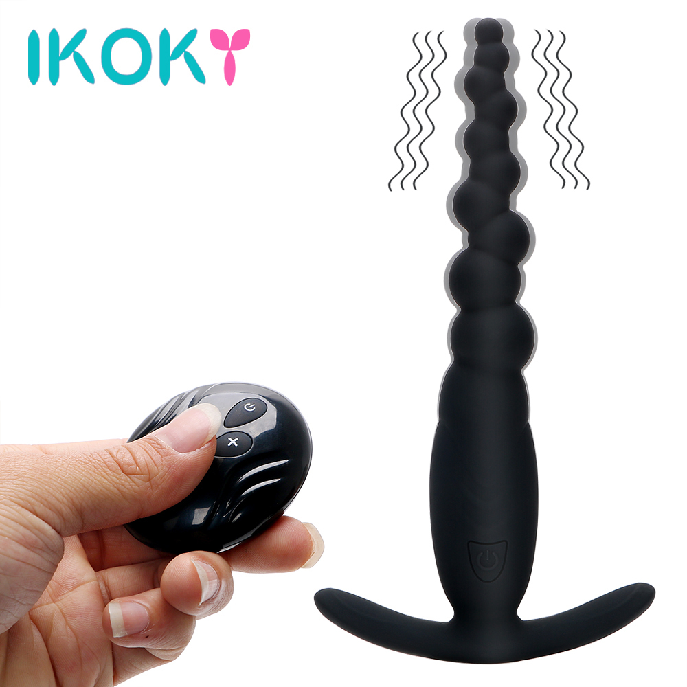IKOKY Anal Beads Prostate Massager 7 Mode Anal Vibrator Butt Plug G Spot Erotic Anal Plug Adult Products Sex Toys for Women Men Y1892803