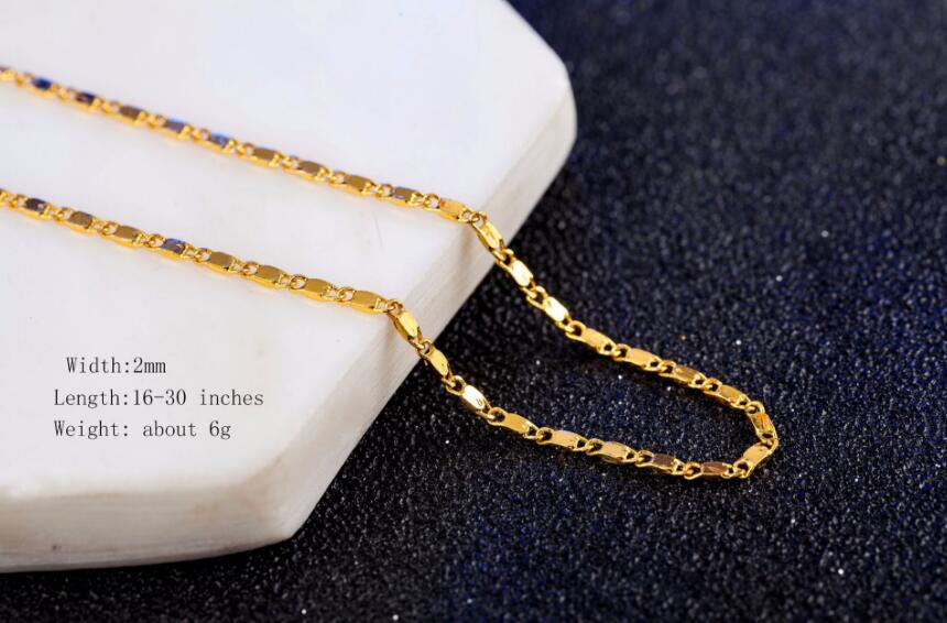 Fashion short clavicle chain plating 18K Gold 2mm smooth flat chain European and American trade accessories necklace 50pcs/lot L412
