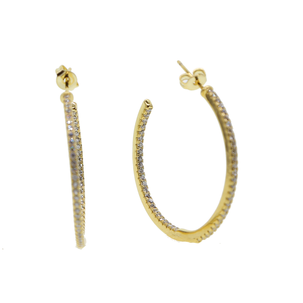 37mm 45mm cz thin hoop earring for women and girl gift big small hoop set pave Clear sparking cubic zirconia elegance gold hoop earrings