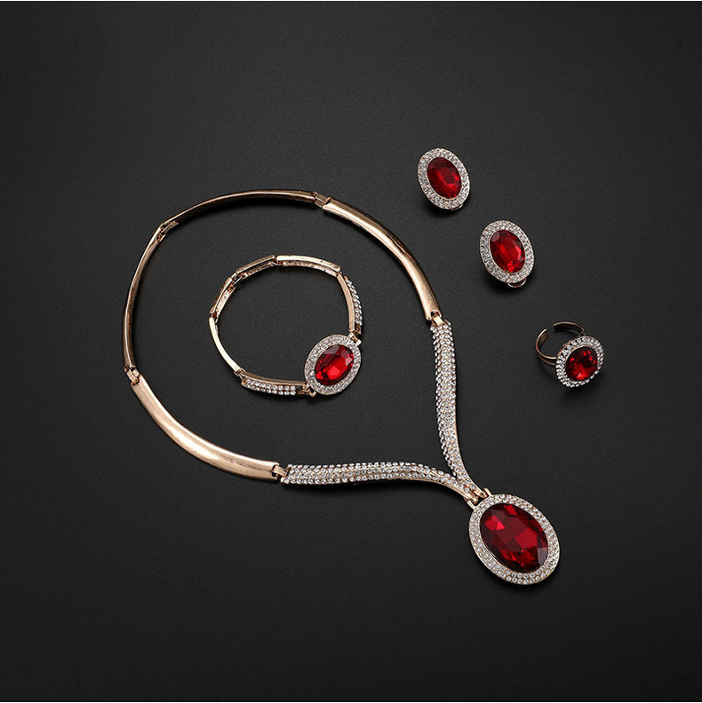 Luxury Bridal Wedding Jewelry Set Elegant Women Quality Red Oval Rhinestone 18K Gold Plated 4-Piece Set Party Jewelry
Luxury Bridal Wedding Jewelry Set Elegant Women Quality Red Oval Rhinestone 18K Gold Plated 4-Piece Set Party Jewelry