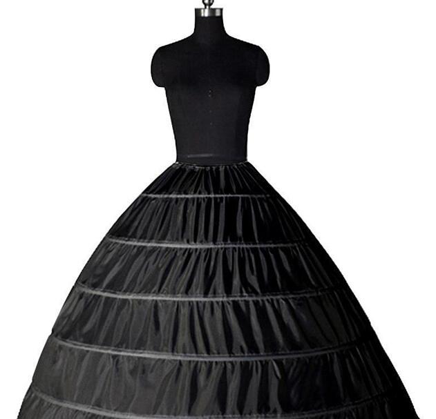In stock Ball Gown Petticoat Cheap White Black Crinoline Underskirt Wedding Dress Slip 6 Hoop Skirt Crinoline For Quinceanera Dres