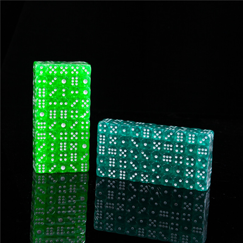 New 100pcs 1218MM Dice Transparent Color Point 16 Digital Automatic Game KTV Dice Acrylic Gambing Dices