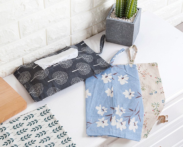 Tissue box Hanging cotton and linen Home Car Tissue Case Box Container Towel Napkin Papers BAG Holder Case Pouch