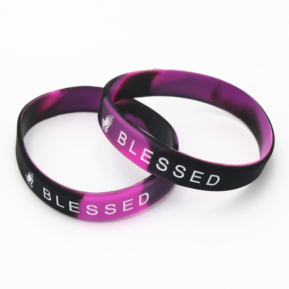 50PC New Music Blessed Silicone Wristband Sports Mix Color Bracelets&Bangles Music Lover Gifts Jewelry Wholesale SH155