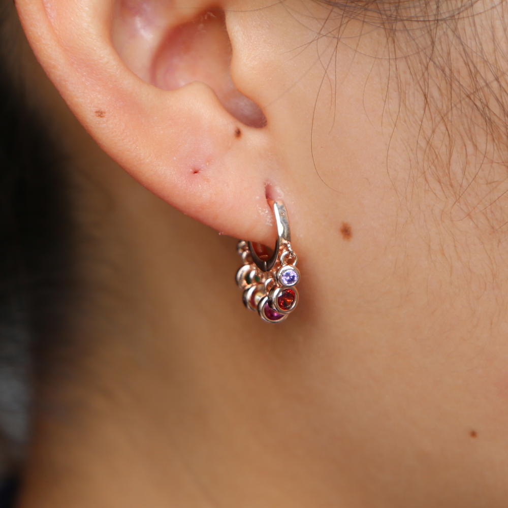 fashion gold plated earring for women girl gift with rainbow colorful cz drop charm round dots geometric elegance adorable earring