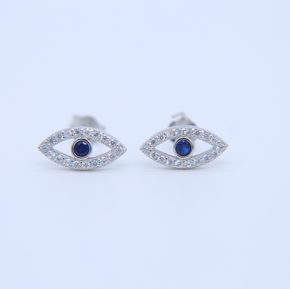 cz evil eye earring 925 sterling silver anti allergy material high quality lucky girl women stud earrings