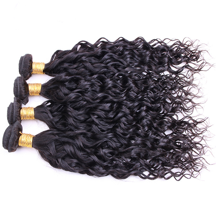 Indian Raw Virgin Human 3 Bundles Hair Extensions Water Wave Natural Black Three Pieces Weet And Wavy 8-28Inch