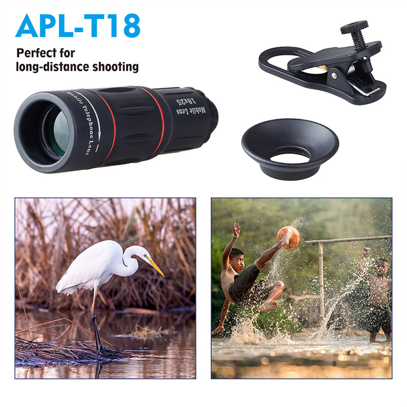 Universal 18X Telescope Magnification Zoom Mobile Phone Monoculars Telepo Camera Lens With Clip Tripod For iPhone for Samsung Xiao