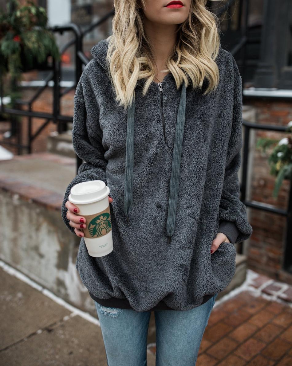 European autumn winter new fashion long sleeve hooded solid color sweater jacket S~5XL support mixed batch