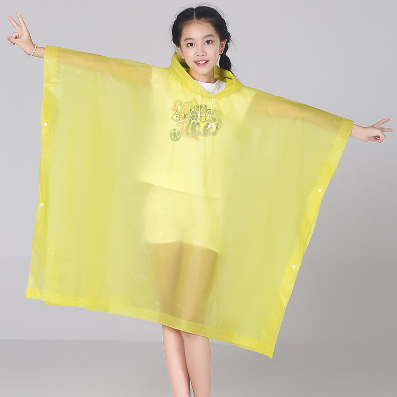 Reusable Children Raincoat Cartoon Transparent Waterproof Rainproof Rain Coat Kids Hooded Cloak Type Poncho Student Rainsuit