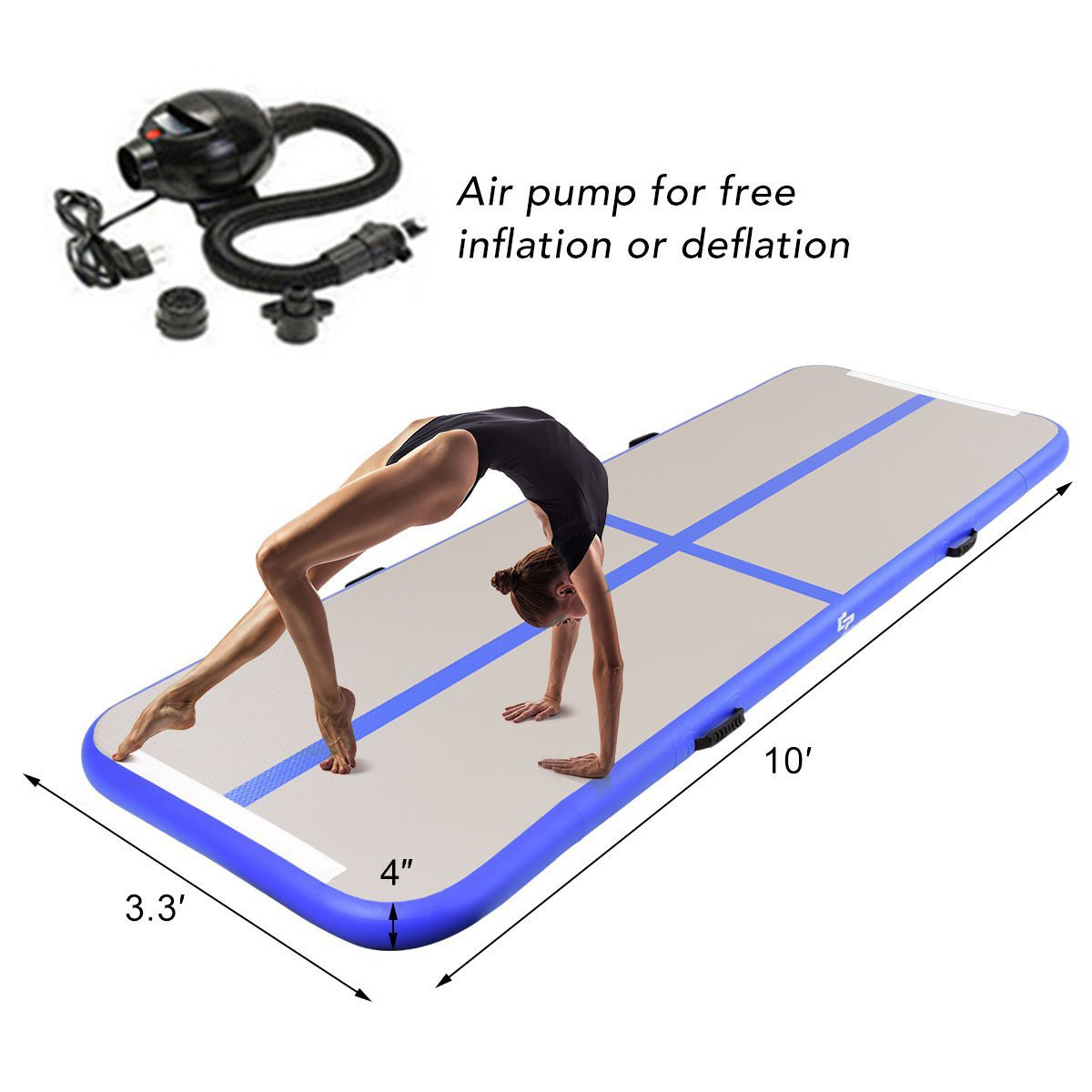 inflatable gymnastics airtrack tumbling air track floor trampoline electric air pump for home use/training/cheerleading/beach (3m*1m*0.1m)
inflatable gymnastics airtrack tumbling air track floor trampoline electric air pump for home use/training/cheerleading/beach (3m*1m*0.1m)