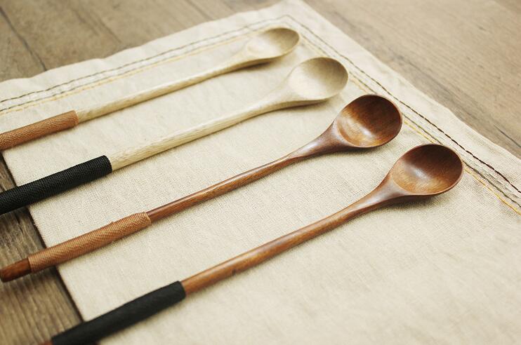 Wooden Spoons Long Handled Spoon Kids Spoon Wood Rice Soup Dessert Spoon Coffer Mixing Tableware