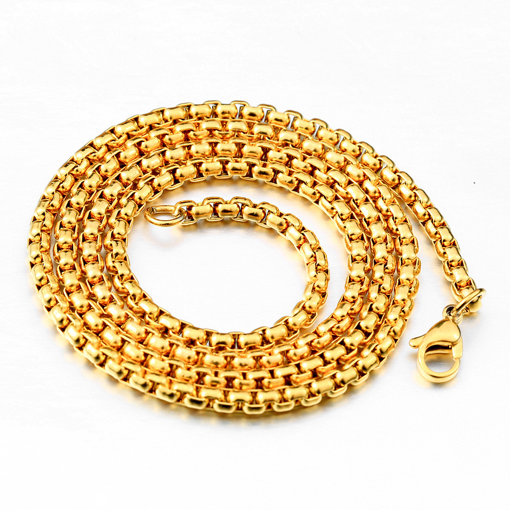 Stainless Steel Pearl Shape Chains Necklace Stainless Steel Gold Plated Jewelry Accessories Wholesale