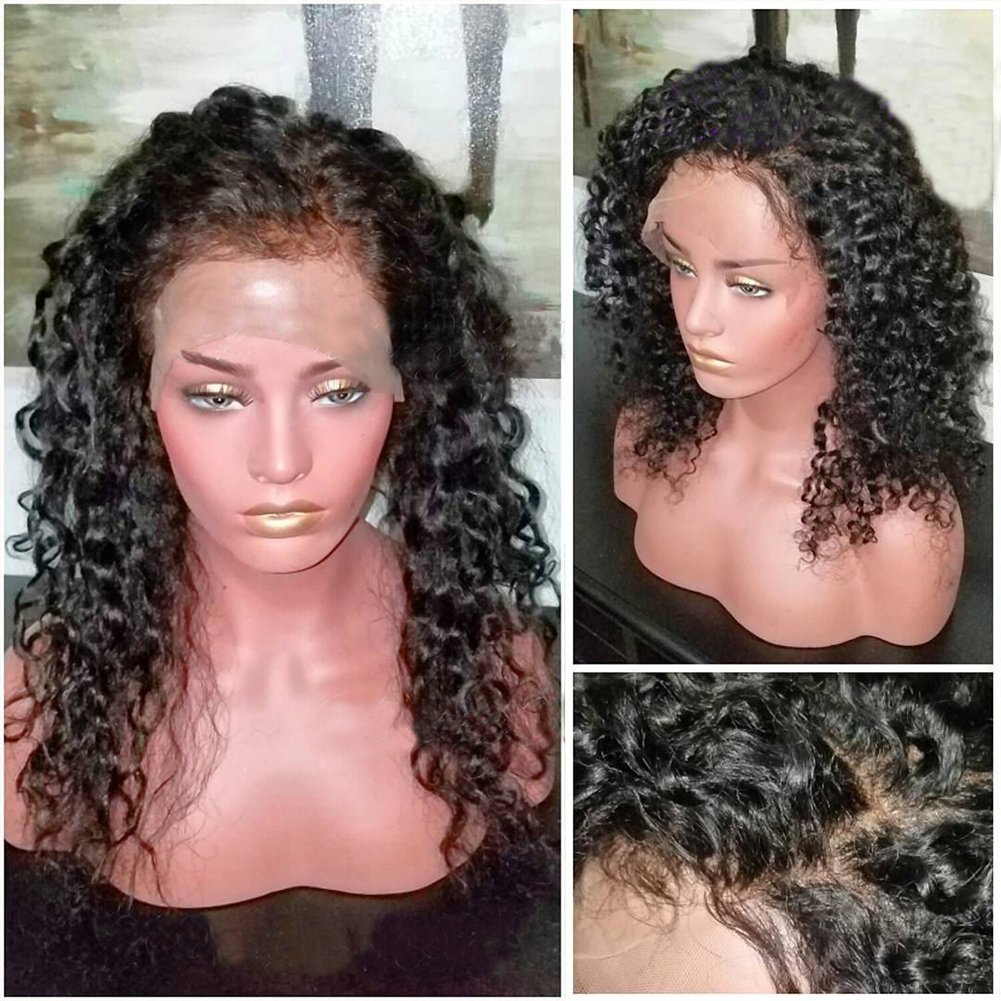 8A Water Wave Lace Front Wigs Virgin Brazilian130% Density Remy Weave Human Hair 360 Frontal Wigs With Pre-Plucked 16"