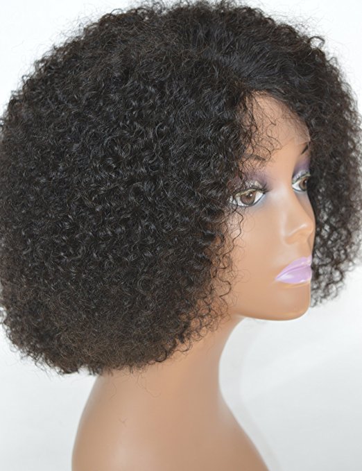 African american crochet braid Curly Human Hair Wigs for Black Women short kinky afro glueless lace front wig 130%density on sale 10inch