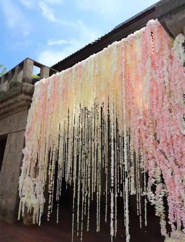 018 Romantic Silk Artificial Flowers Wedding Party Simulation Wisteria Vine Long Plant Home Room Office Garden Arch Decoration Flowers