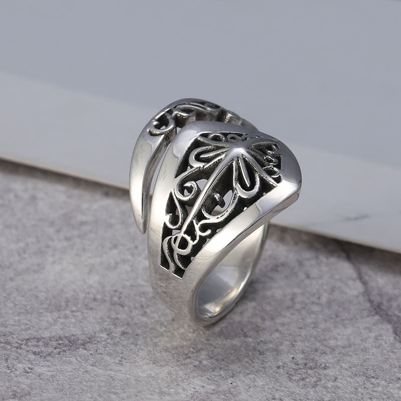 2019 new 925 sterling silver fine jewelry vintage American hand-made designer cross men's rings antique silver adjustable open rings