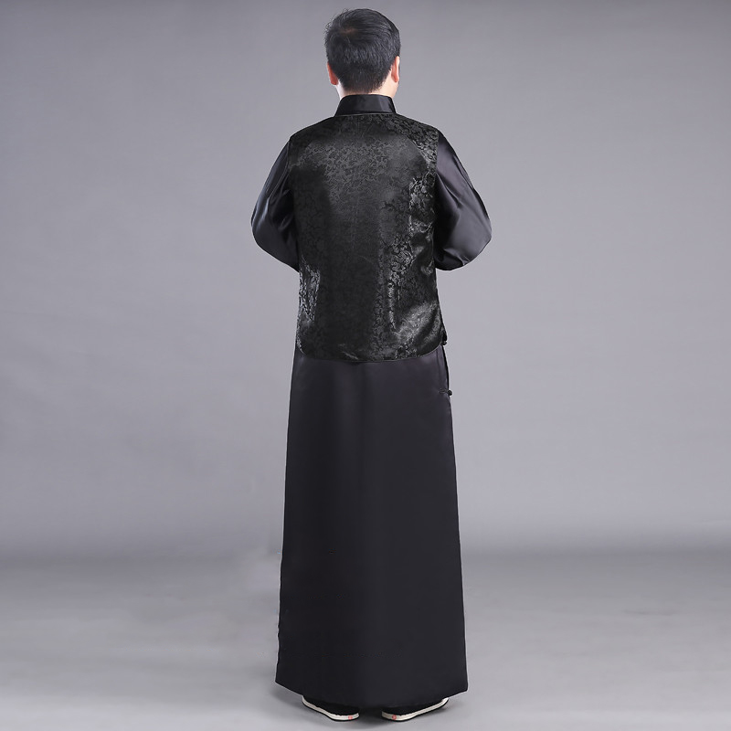 New film and television performance wear Chinese ancient costume male the Qing dynasty Robe Traditional male cheongsam ethnic clothing