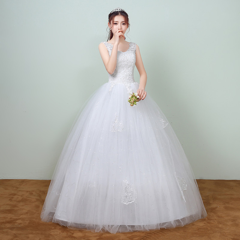 Hot Sale Elegant Princess Lace Appliques Spring Smiple Wedding Dresses 2018 New Korean Style Bridal Gowns vestidos de noiva