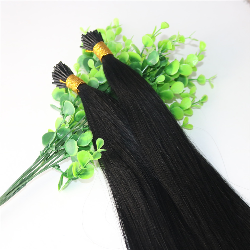 100Strands 100g/set Pre-bonded Brazilian Remy Human Hair Extension Natural Black I Stick tip Hair Extension