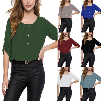 Women Chiffon Blouse Shirts O Neck Folds Pleated Loose Casual Plus Size S- European Summer Single-breasted Half Sleeve Fashion Tops, Gray
Women Chiffon Blouse Shirts O Neck Folds Pleated Loose Casual Plus Size S- European Summer Single-breasted Half Sleeve Fashion Tops, Gray