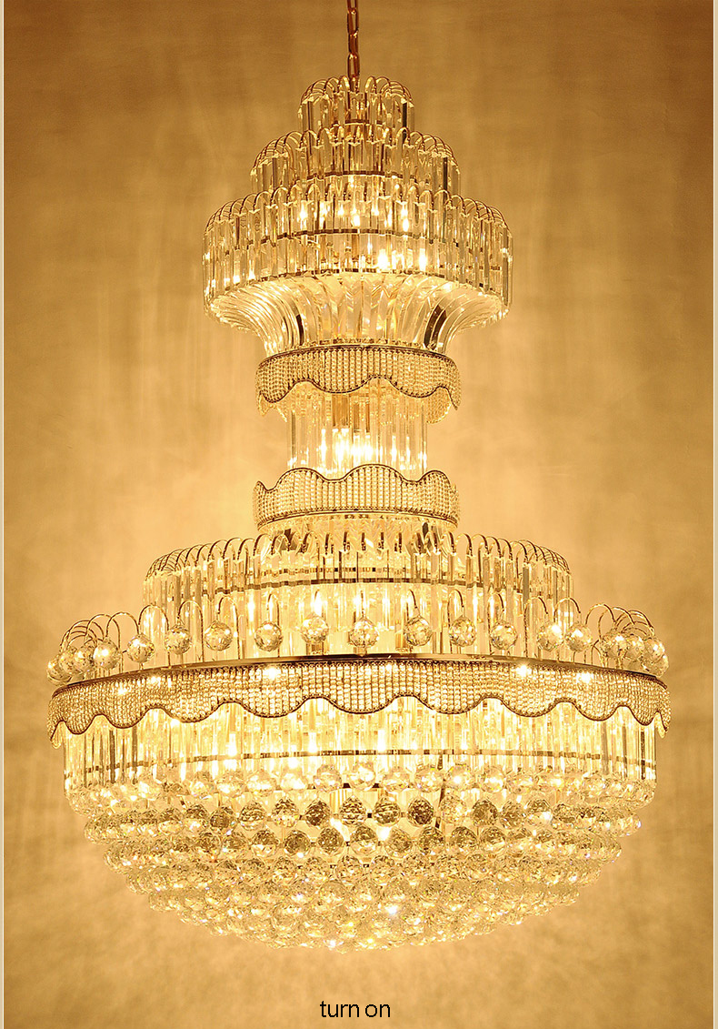 Modern Crystal Chandeliers LED Lights American Large Gold Pendant Lighting Fixture Hall Parlor Lobby Living Room Home Indoor Lighting