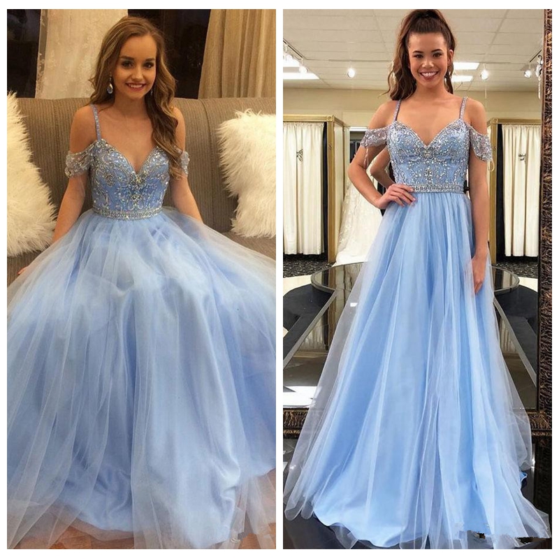 Light Sky Blue Prom Dresses Long 2018 Spaghetti Straps Beaded A Line Tulle Elegant Plus Size Arabic African Girls Evening Gowns Party Wear, Fuchsia
Light Sky Blue Prom Dresses Long 2018 Spaghetti Straps Beaded A Line Tulle Elegant Plus Size Arabic African Girls Evening Gowns Party Wear, Fuchsia