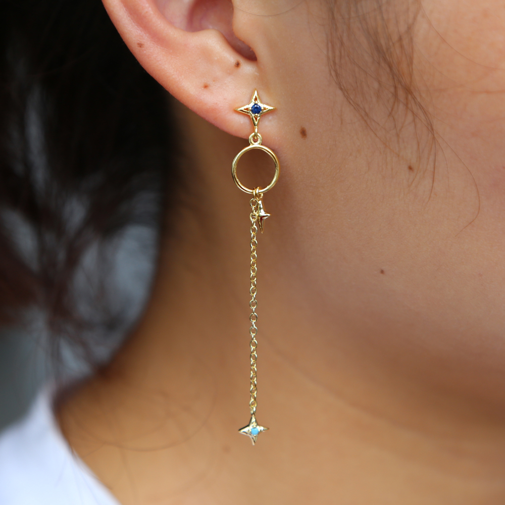 2018 Christmas gift fashion jewelry northstar charm long tassel chain elegance women jewelry star design Modern women chain earring