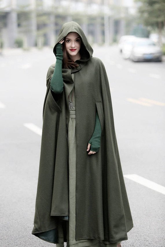 In stock Free shipping Fashion Hooded Cloak Cape Women High Quality Long Wedding Halloween Warm Winter Coats Costume Robe