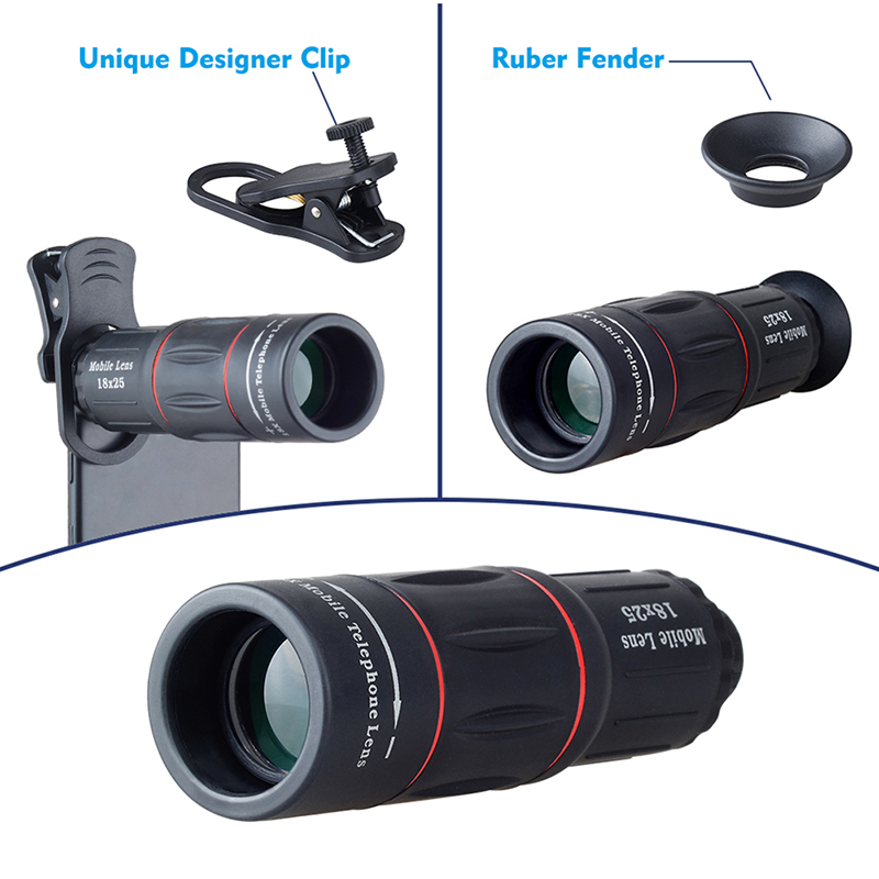 Universal 18X Telescope Magnification Zoom Mobile Phone Monoculars Telepo Camera Lens With Clip Tripod For iPhone for Samsung Xiao