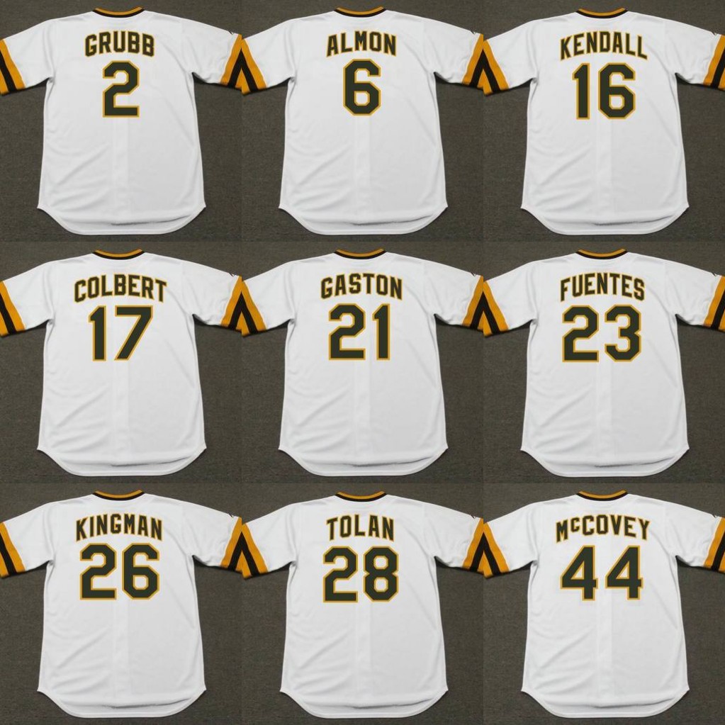 Men 6 BILL ALMON 16 FRED KENDALL 2 JOHNNY GRUBB 17 NATE COLBERT 21 CITO GASTON 1974 Baseball Jersey, Blue;black
Men 6 BILL ALMON 16 FRED KENDALL 2 JOHNNY GRUBB 17 NATE COLBERT 21 CITO GASTON 1974 Baseball Jersey, Blue;black