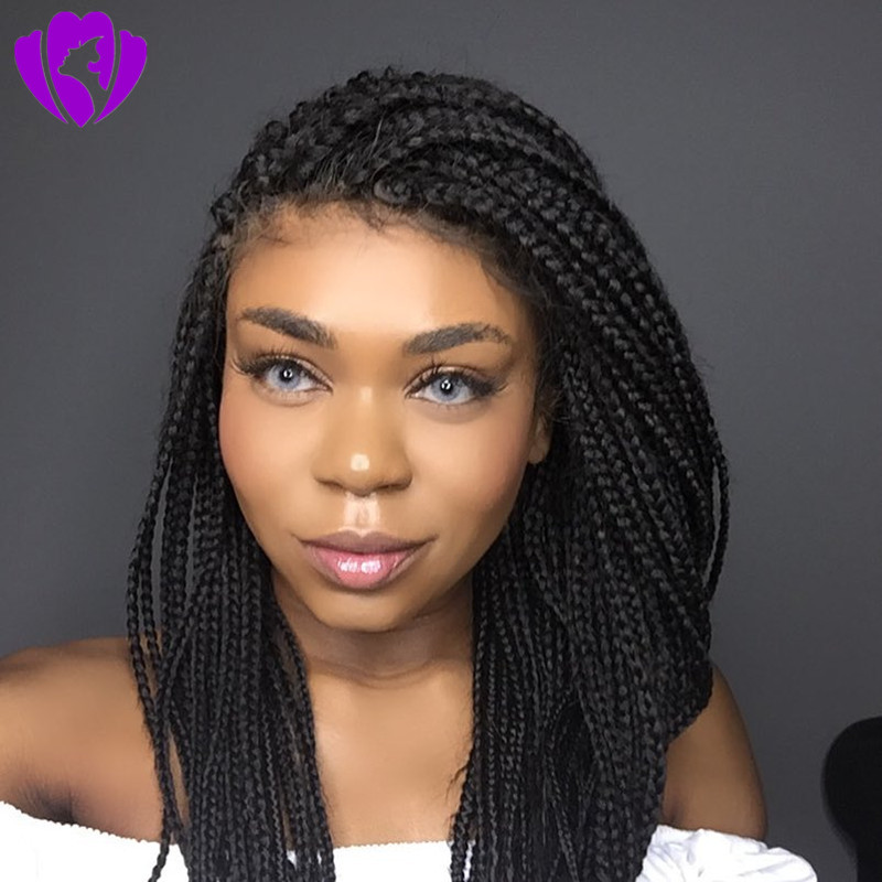 30inches long Synthetic Micro Braided Lace Front Wigs Heat Resistant Fiber full braids Brazilian African American Women Wigs With Baby Hair