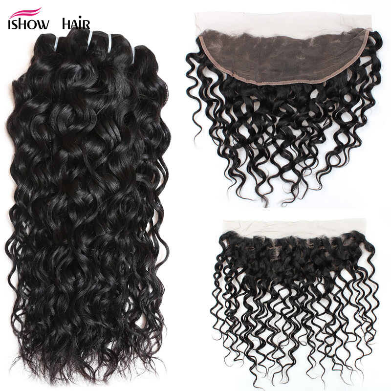 Most Popular Ishow Brazilian Peruvian Malaysian Indian Water Wave 3 Bundles With 13*4 Lace Frontal 8A Natural Black Color Cheap Virgin Hair, Natural color 
Most Popular Ishow Brazilian Peruvian Malaysian Indian Water Wave 3 Bundles With 13*4 Lace Frontal 8A Natural Black Color Cheap Virgin Hair, Natural color